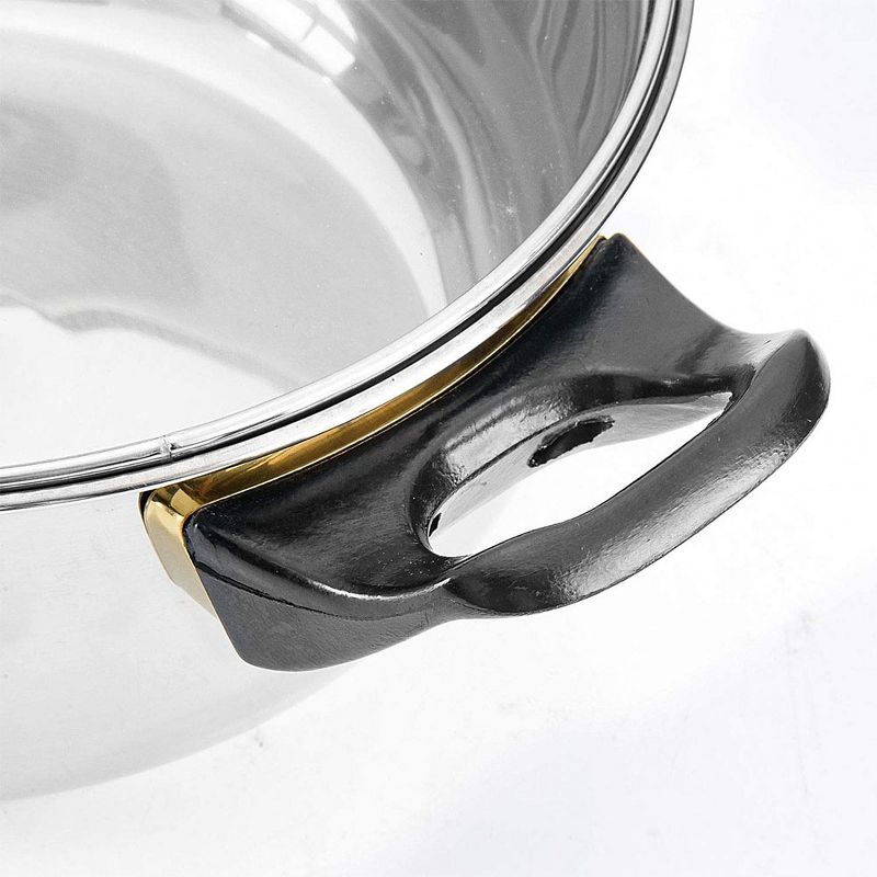 Alpine Cuisine 2 Quart Stainless Steel Dutch Oven Pot with Tempered Glass Lid and Carrying Handles for Sauces, Stews, and More, Silver