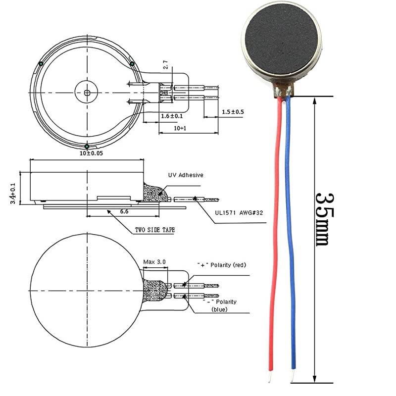 Magic&Shell 6PCS DC 3V 85mA 12000 RPM Flat Mini Vibrating Vibration Motor Coin Motor for Mobile Phone 10x2.7mm