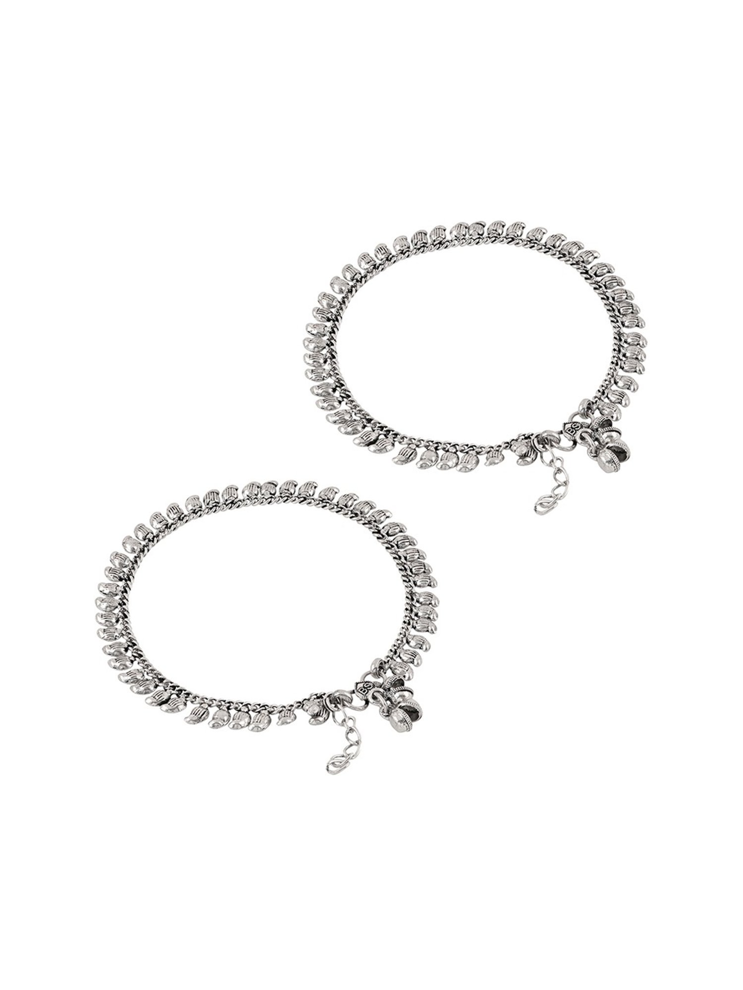 Teejh Manthara Silver Oxidized Ghungroo Pair of Anklet