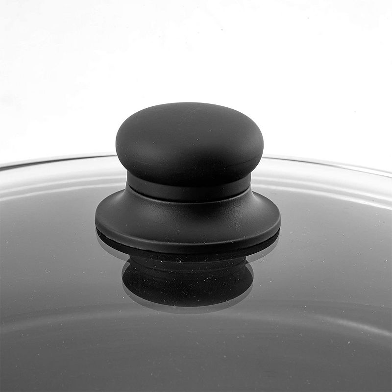 Alpine Cuisine 2.3 Quart Aluminum Nonstick Kitchen Cooking Sauce Pan with Tempered Glass Lid and 3 Millimeter Soft Touch Handle, Black