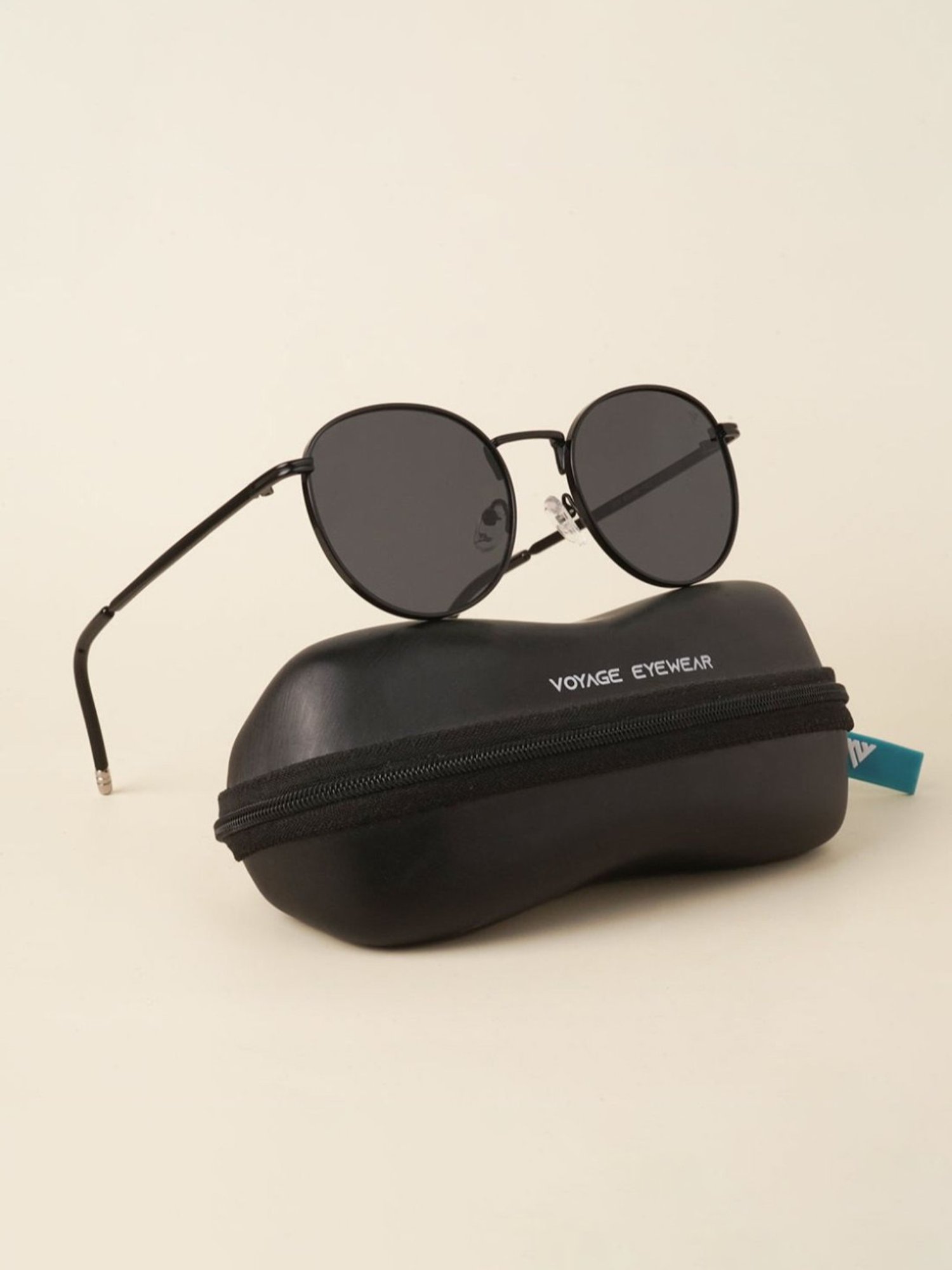 Voyage Black Round UV Protection Unisex Sunglasses