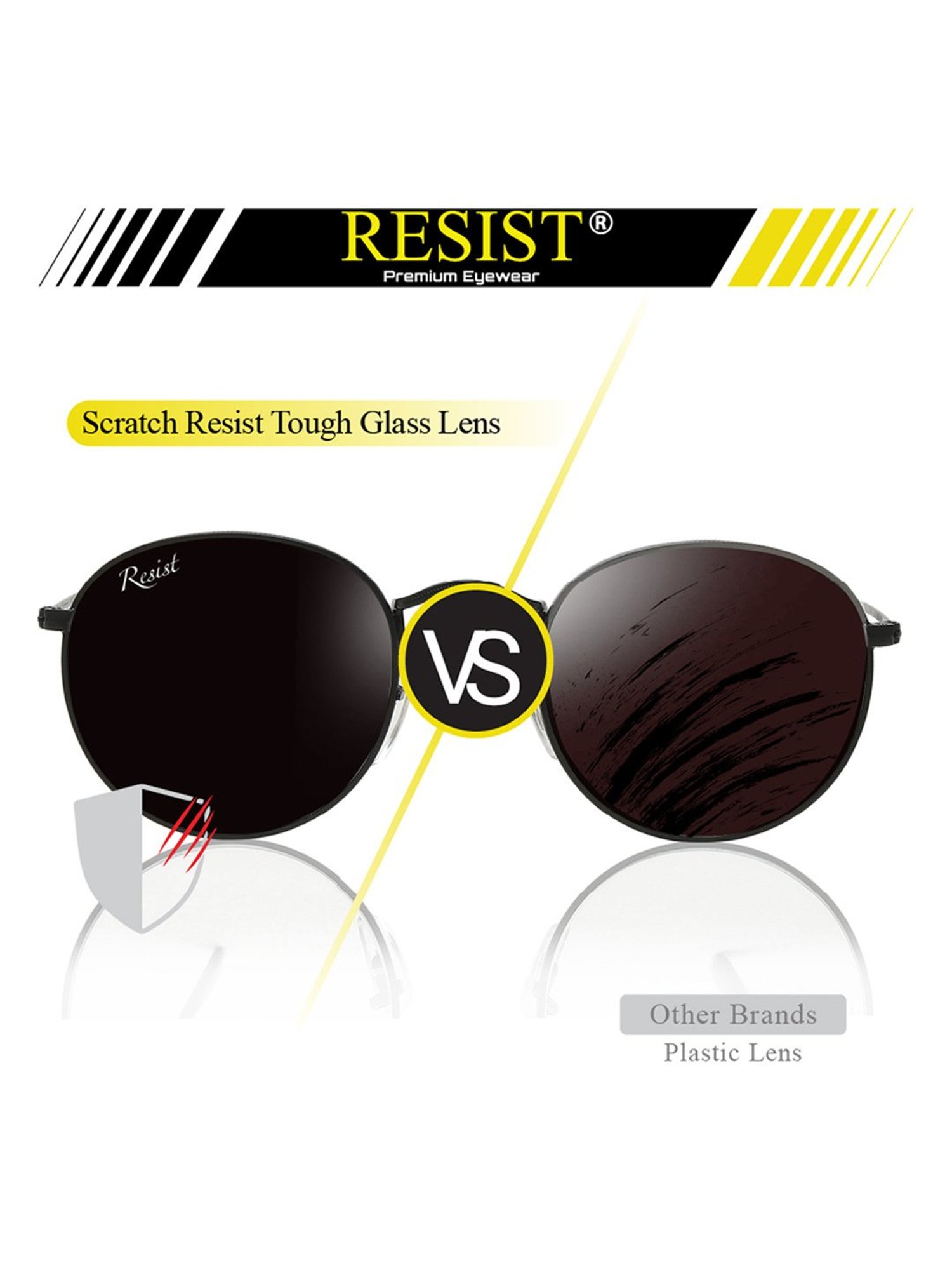 Resist Eyewear Black Round UV Protection Unisex Sunglasses