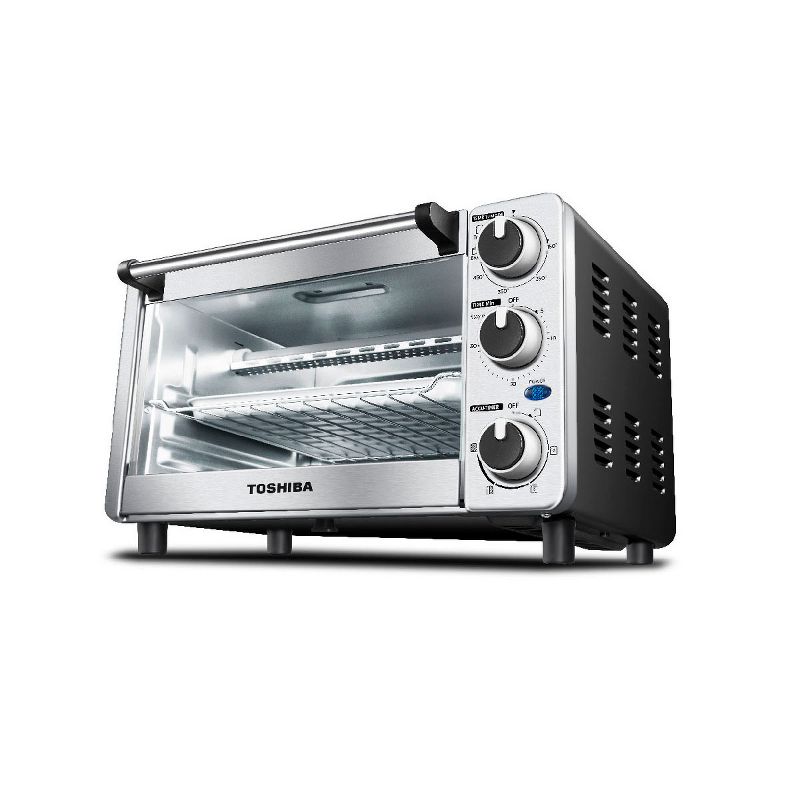 Toshiba MC25CEY-BS 6 Slice Small Stainless Convection Pizza Toaster Oven, Black