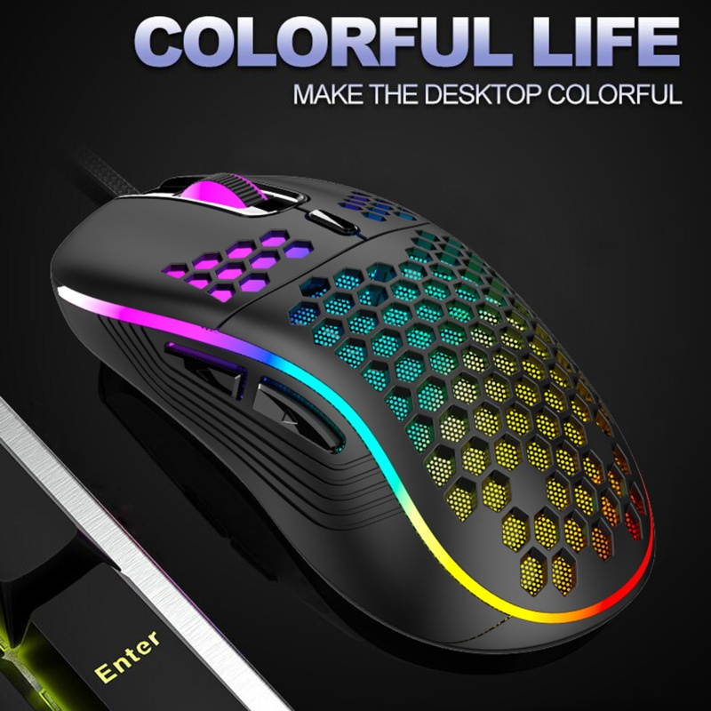 D011 Mouse Honeycomb Shell Programmable Key 7200DPI 125-1000Hz High Responsivity Gaming Mouse for Gaming