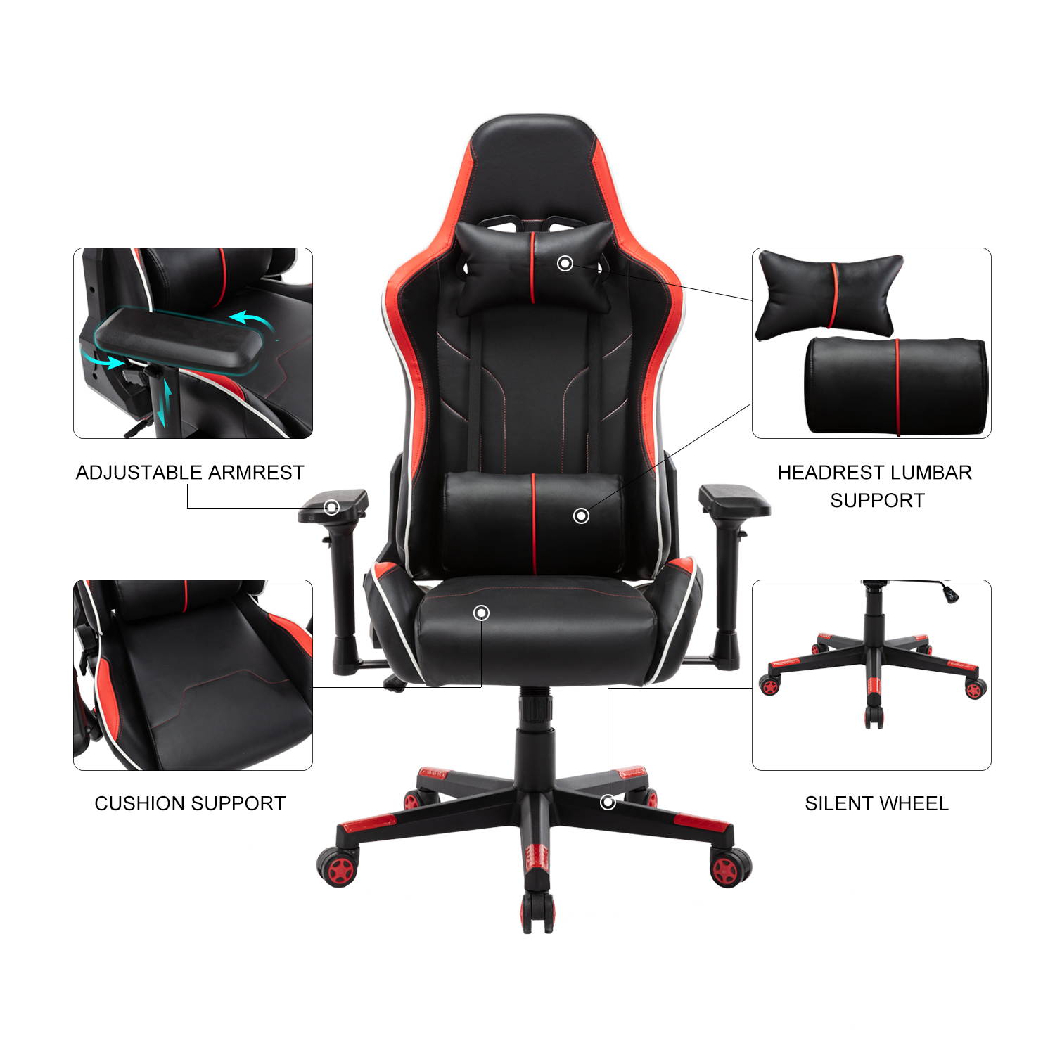 RESPAWN Sidewinder Gaming Chair, PU Leather, in Rage Red (RSP-125-RED)
