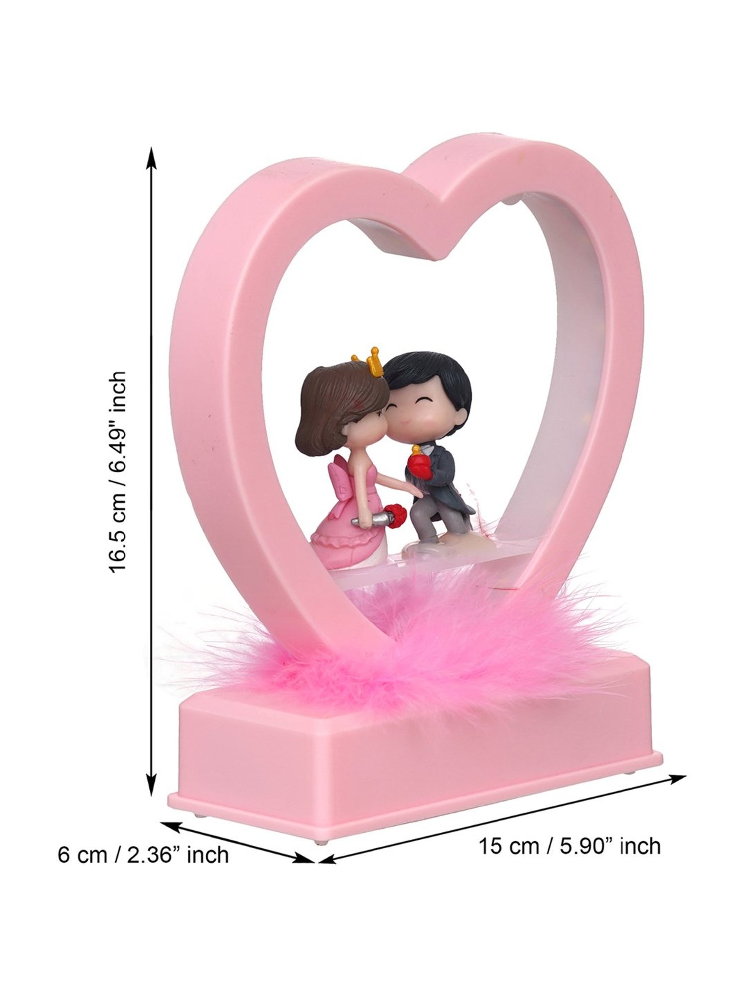 eCraftIndia Solid Polyresin Led Light Heart Showpiece