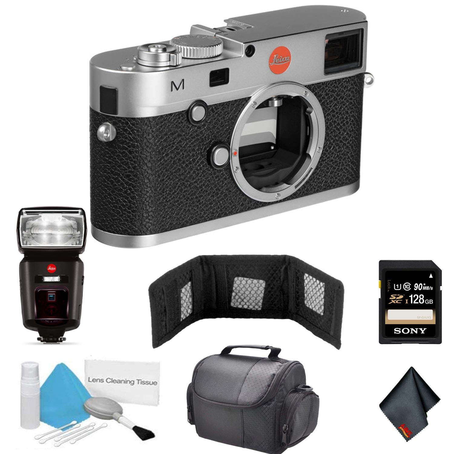 Leica M (Typ 240) Digital Rangefinder Camera (Silver | 10771) Bundle with 128GB Memory Card + Leica SF 64 Flash
