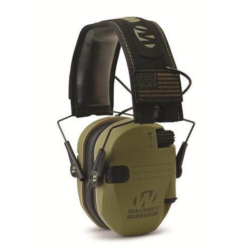 Walkers Razor Slim Shooter Electronic Ear Protection Muffs, Green Patriot