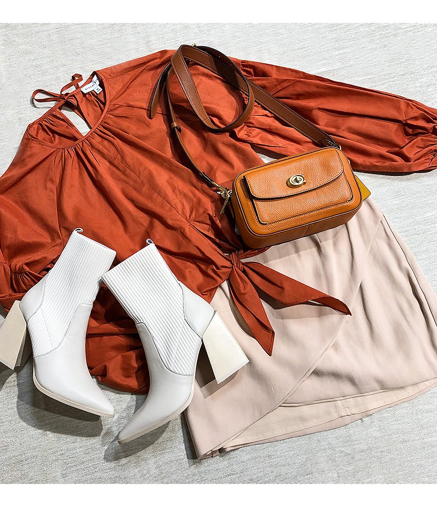 A Loves A Distress Hem High Rise Stretch Denim Skirt