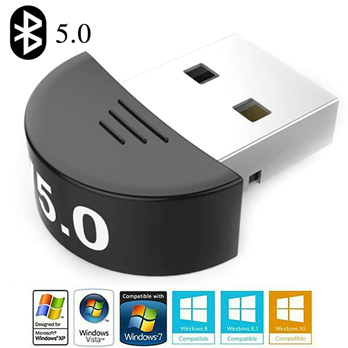 USB Bluetooth 5.0 Adapter, Wireless Dongle High Speed for PC Windows Computer, Bluetooth Receiver/Transmitter Support Headset, Mouse, Keyboard, Printer, Speaker and More