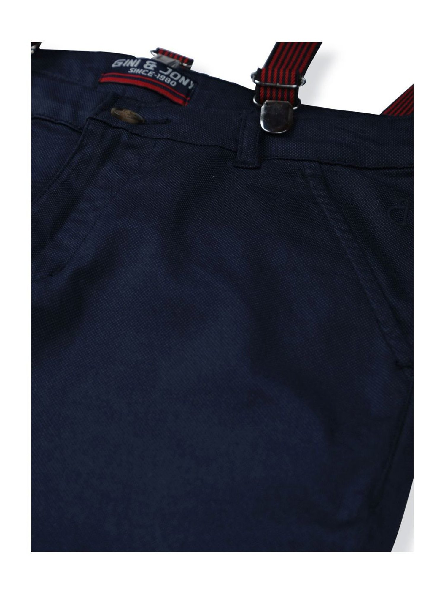 Gini & Jony Boys Navy Cotton Regular Fit Trousers