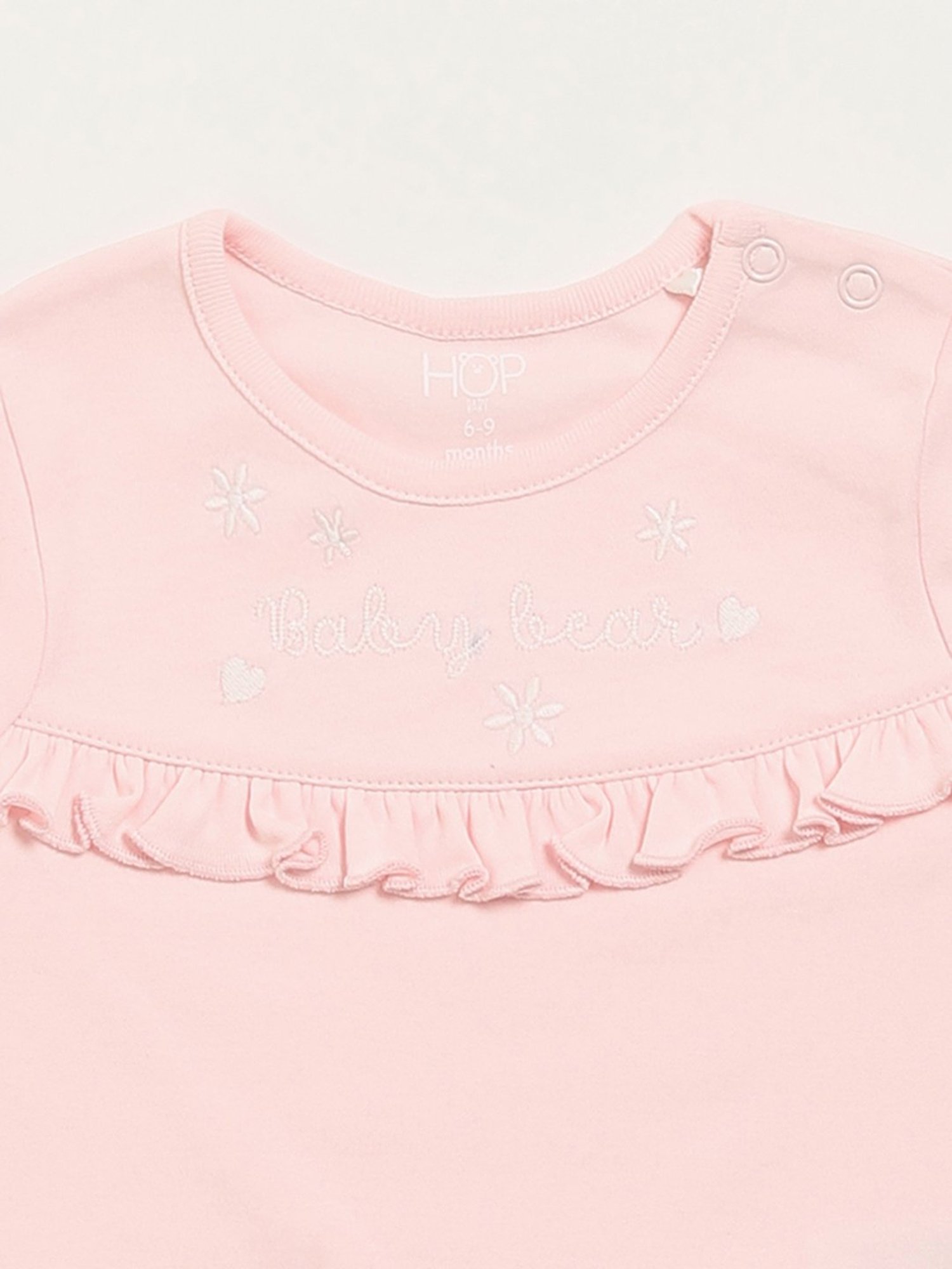 HOP Baby by Westside Pink & White Printed Rompers with Bib - Pack of 2