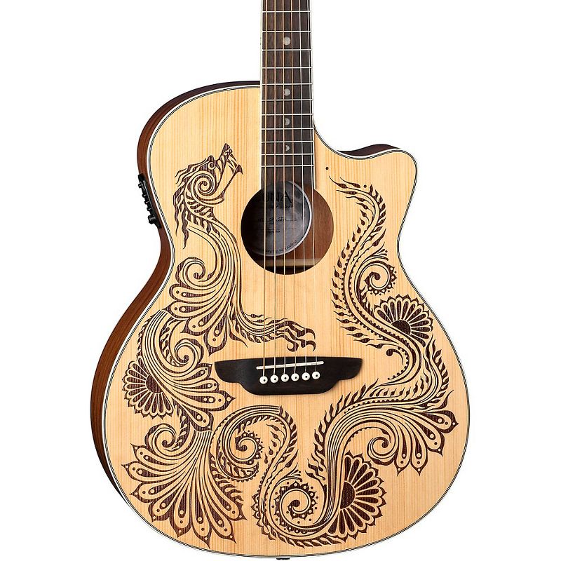 Luna Guitars Henna Dragon Select Spruce Acoustic/Electric Guitar Satin Natural