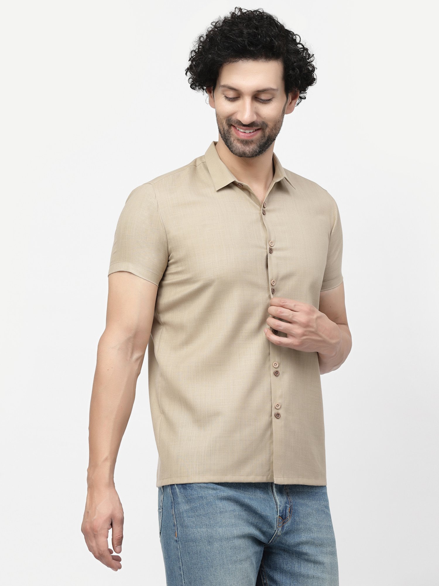 Lela Beige Regular Fit Shirt