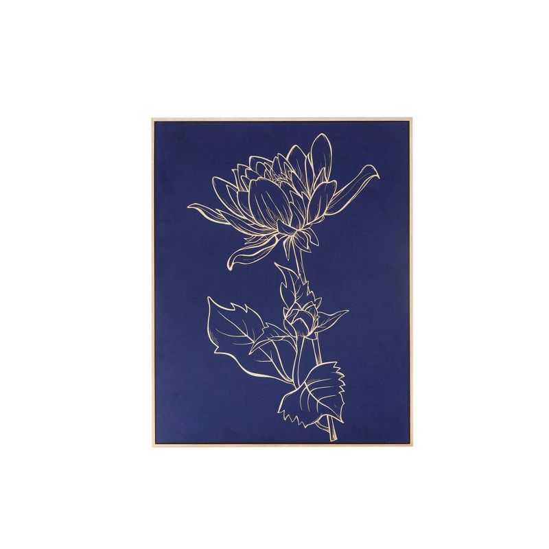 22.5" x 28.5" Velvet Lotus Framed Velour Unframed Wall Canvas with Foil Navy/Gold