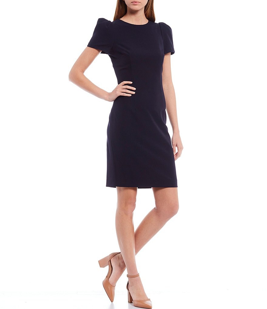 Calvin Klein Sleeveless Round Neck Button Front Sheath Dress