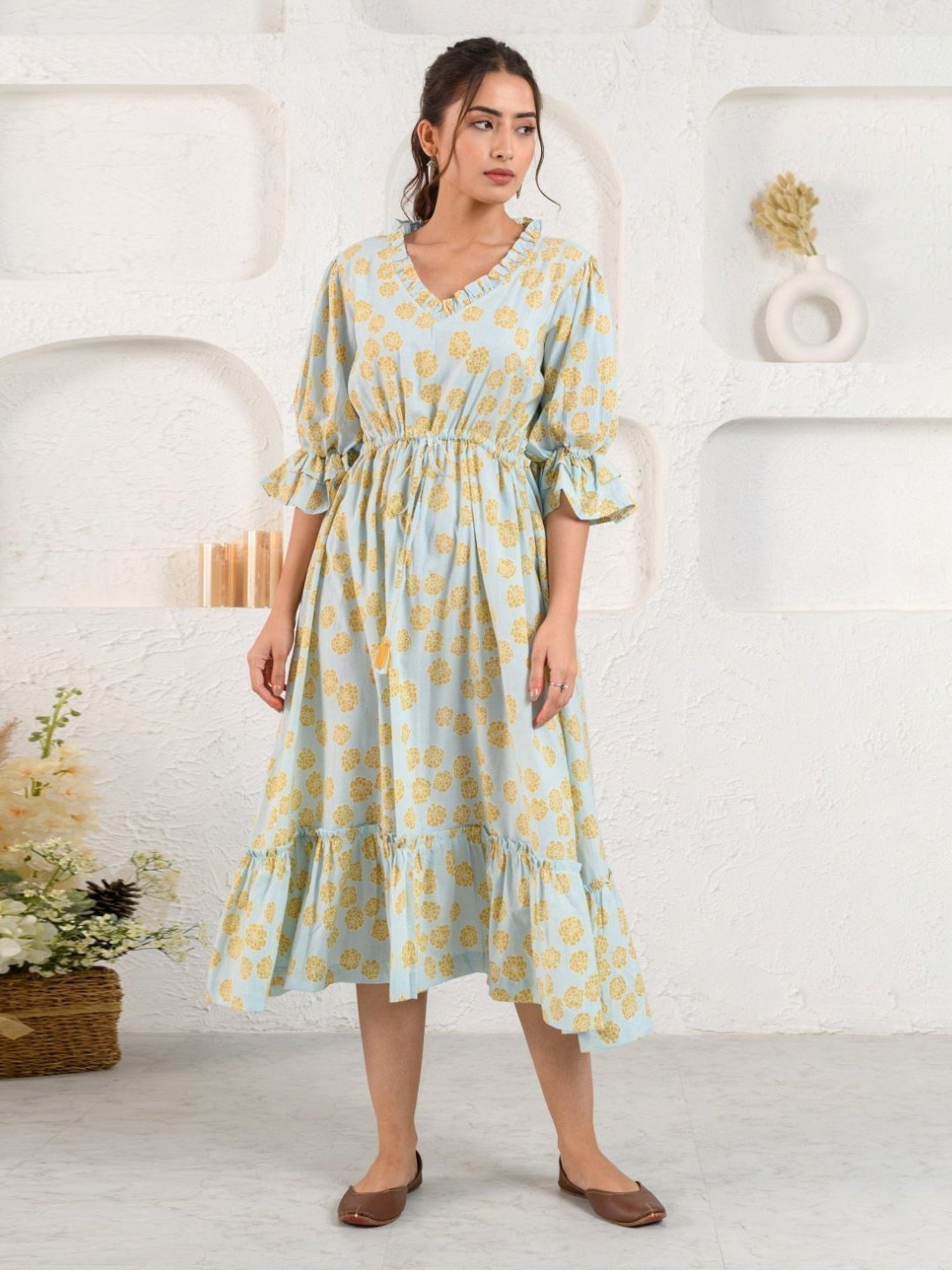 Prakriti Jaipur Blue Marigold Tie Dress