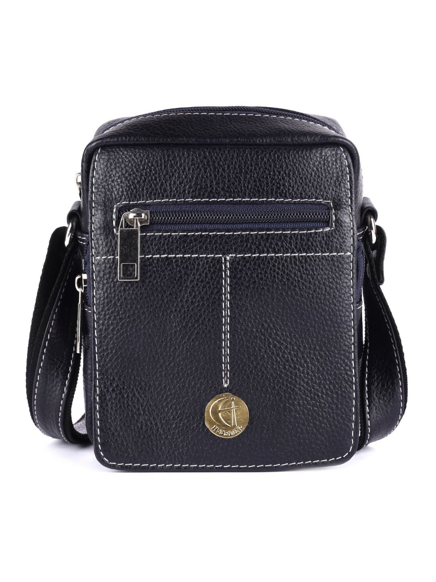 HiLEDER Pure Genuine Leather Messenger Shoulder Sling Cross Body Office Bag for Men and Women, Blue