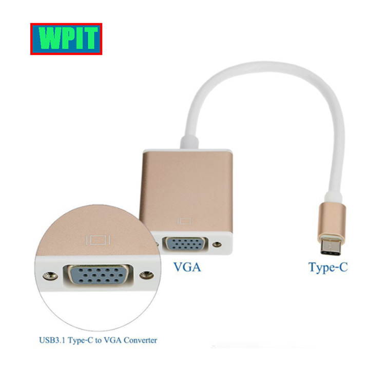 Type-C TO VGA Adapter Hub, USB 3.1 Type C (USB-C) to VGA Adapter With Aluminium Case for MacBook iMac Chromebook Dell HP and more
