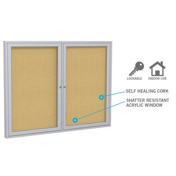 GHENT PA13636K Enclosed Cork Bulletin Board 36x36", 1 Door