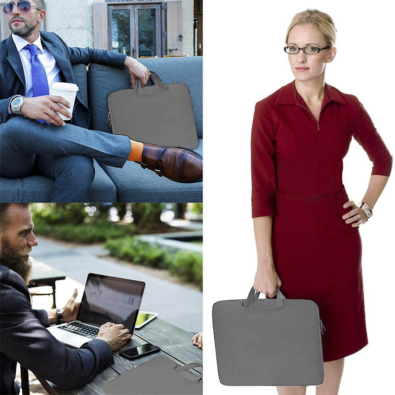 Laptop Sleeve Bag Handbag 15.6 Inch Carrying Case, 360&deg; Protective Computer Bag, Waterproof Shockproof Durable, Gray
