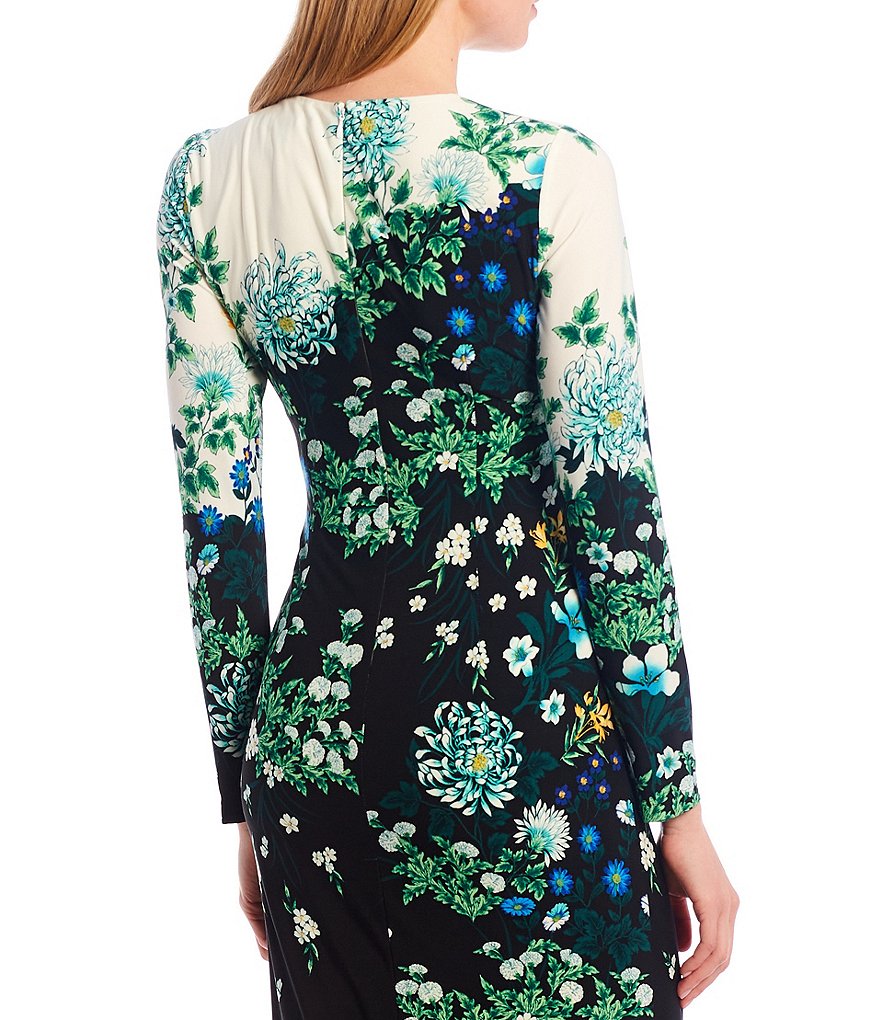 Maggy London Floral Print Matte Jersey Sheath Dress