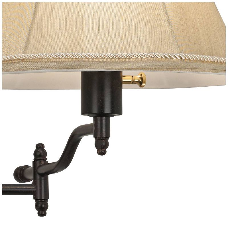 Barnes and Ivy Country Swing Arm Wall Lamp Hexagon Bronze Plug-In Light Fixture Gold Bell Shade for Bedroom Living Room Reading