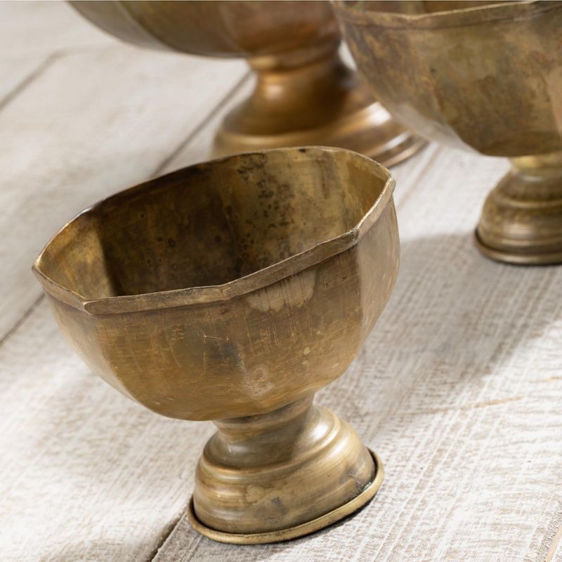 Sullivans Set Of 3 Decorative Iron Bowls 8"H, 5"H & 5"H Gold