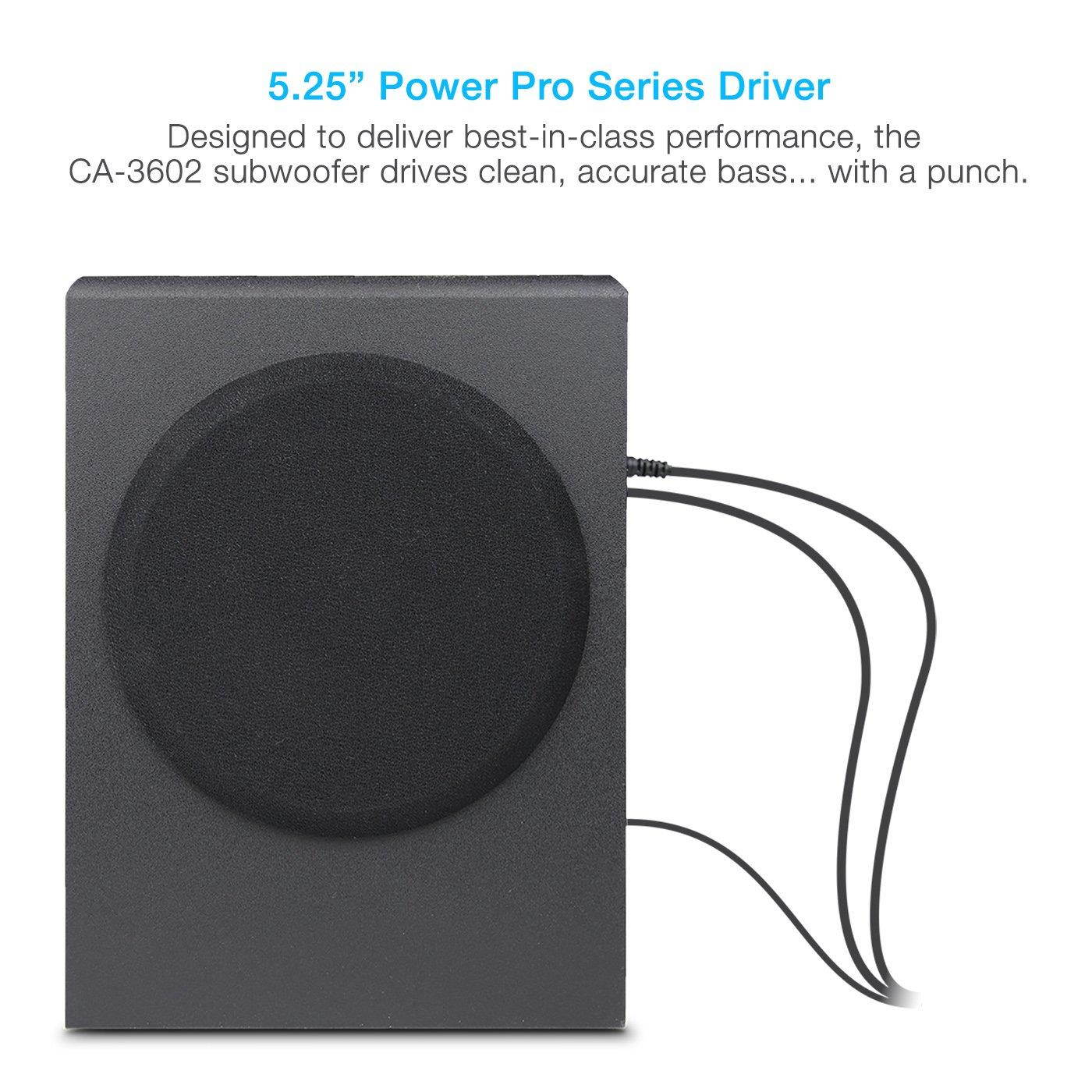 Cyber Acoustics CA-3602FFP 2.1 Speaker Sound System with Subwoofer and Control Pod - Great for Music, Movies, Multimedia Pcs, Macs, Laptops and Gaming Systems