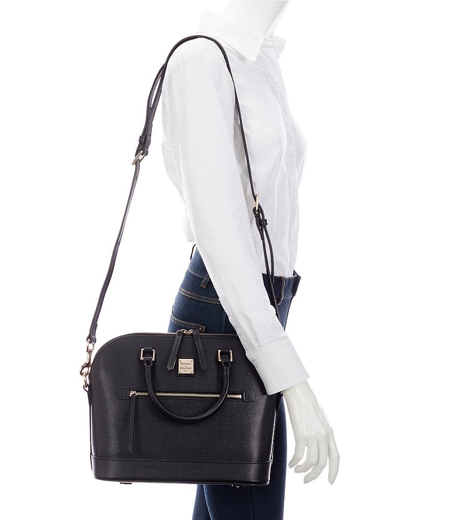 Dooney & Bourke Saffiano Collection Bugatti Dome Zip Satchel Bag