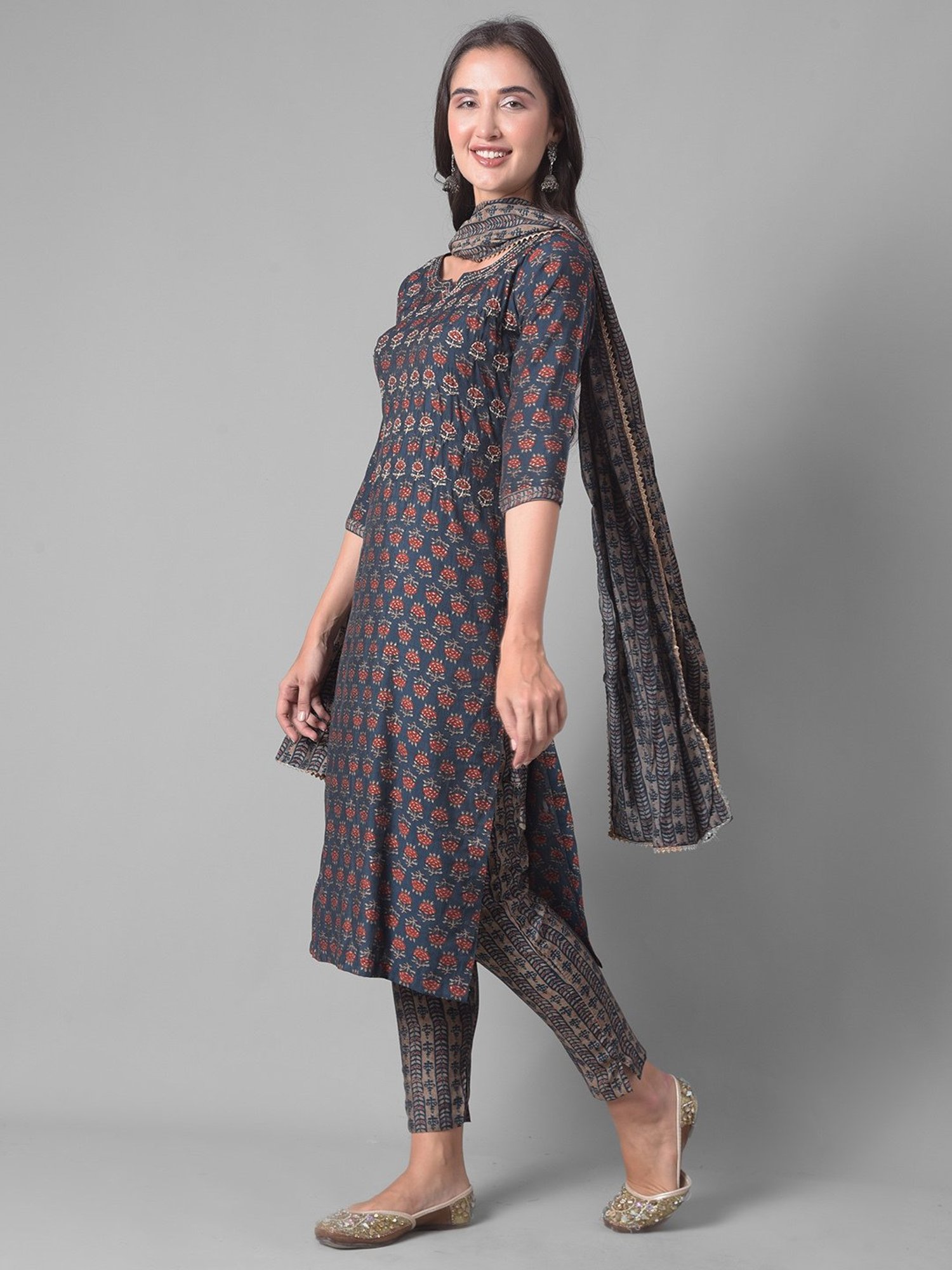 Dollar Missy Blue Embellished Kurta With Pants & Dupatta