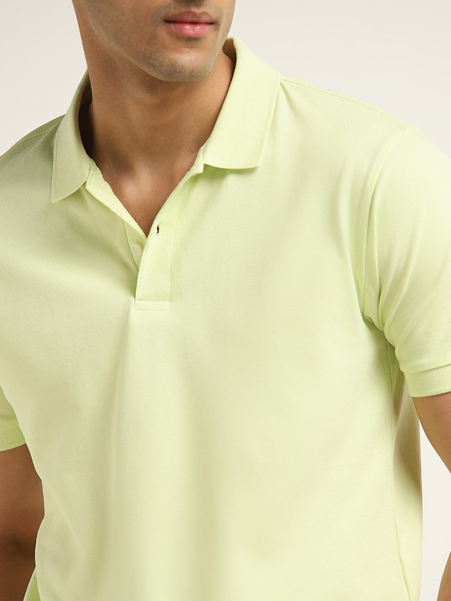 WES Casuals by Westside Lime Solid Slim Fit Polo T-Shirt