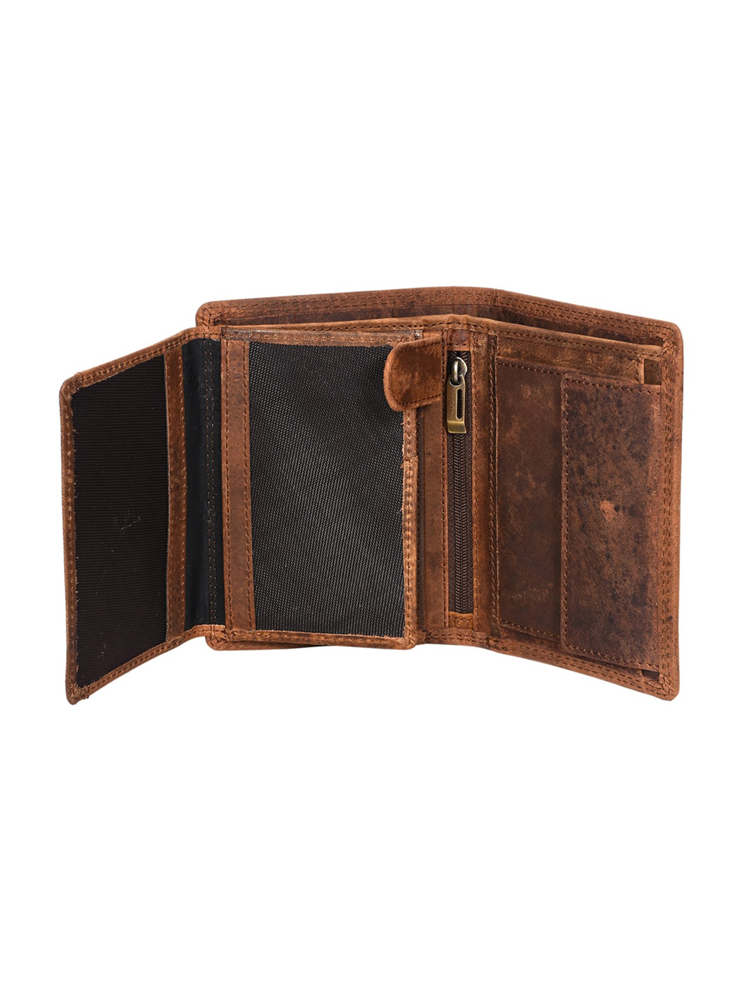 SASSORA Brown ARLO Textured Small Leather Bi-Fold Wallet