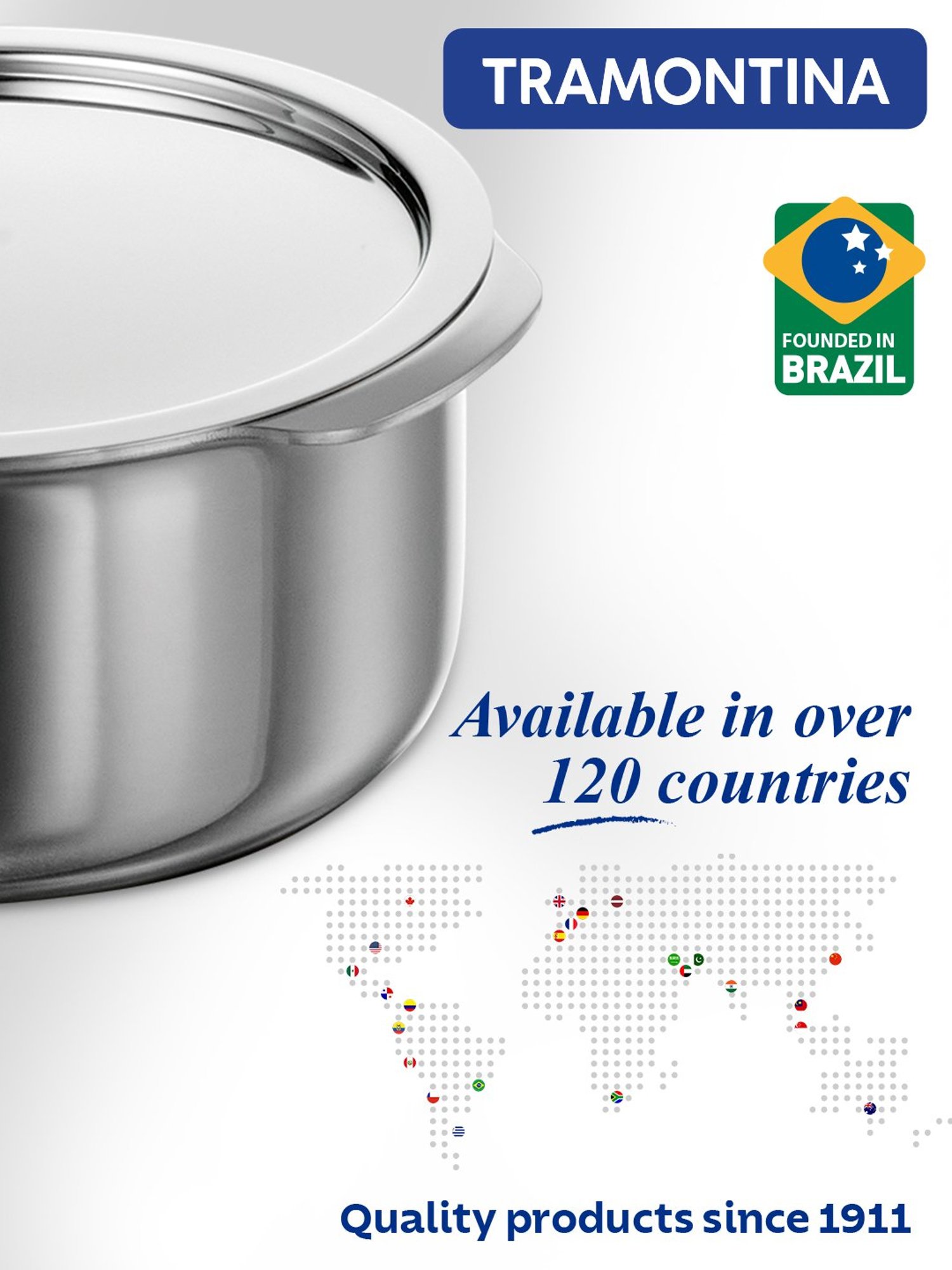 Tramontina Aeion Triply Non-Toxic Stainless Steel Tope with Lid 16cm/1.6L NSF Certified