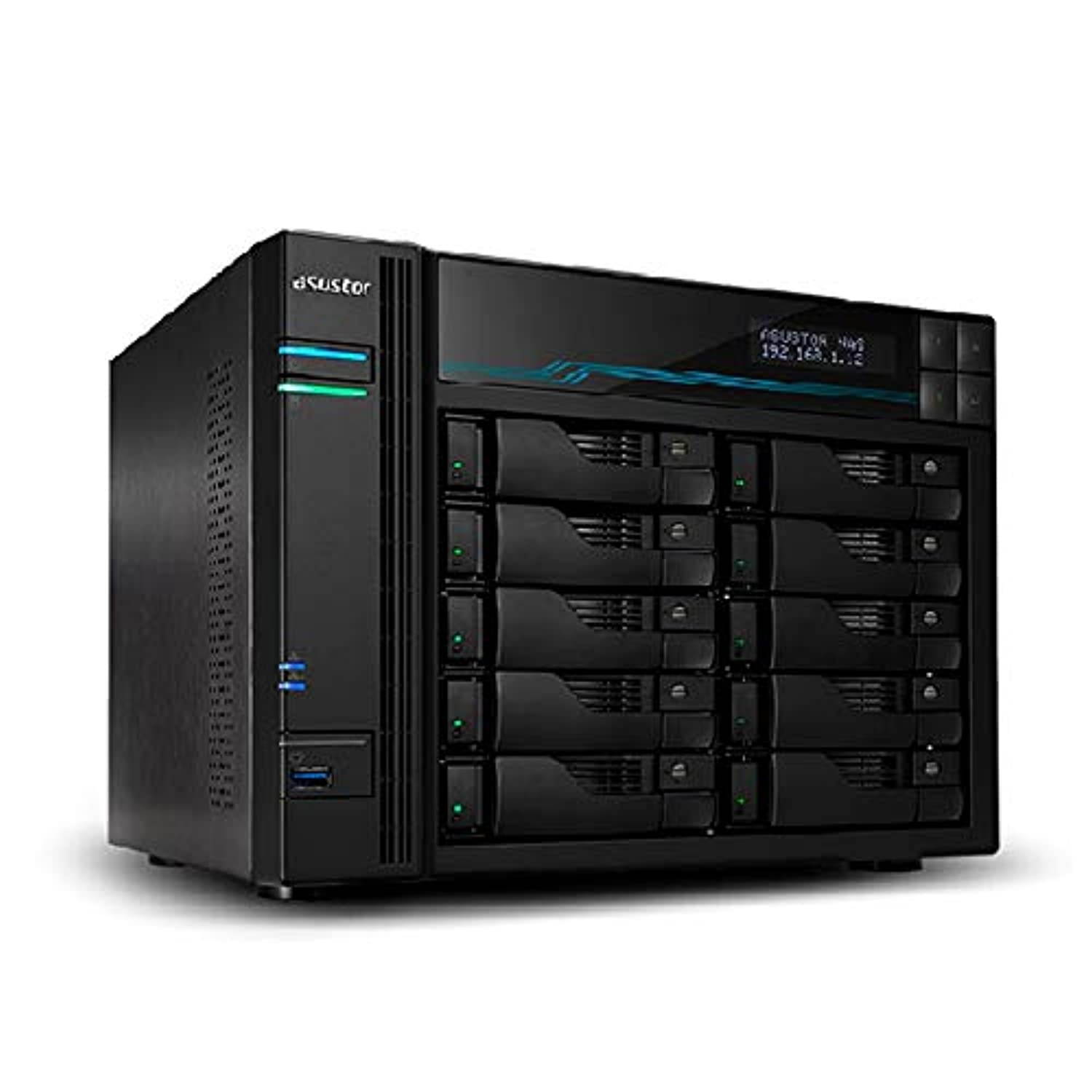 Asustor Lockerstor 10 | AS6510T | Enterprise Network Attached Storage | 2.1GHz Quad-Core, Two 10GbE Port, Two 2.5GbE Port, Two M.2 Slot for NVMe SSD Cache, 8GB RAM DDR4 (10 Bay Diskless NAS) (AS6510T)