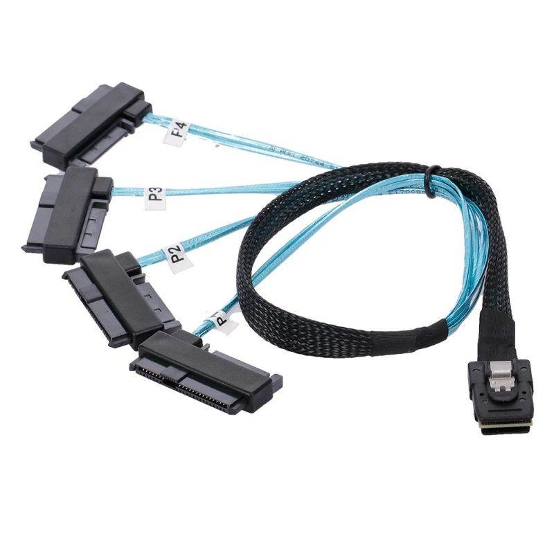 CY Internal 36 Pin Mini SAS SFF-8087 Host to 4 SFF-8482 Target SAS Hard Disk and SATA Power Cable 100cm SF-091-1.0M