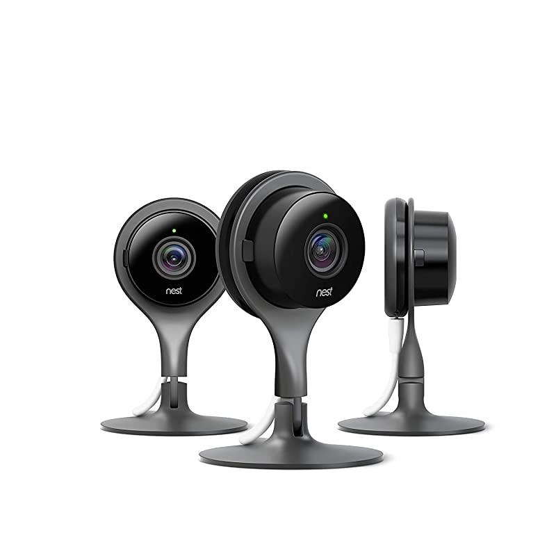 Nest Cam Indoor Home Security Camera with Night Vision works with  Assistant and Alexa Black 3 Pack
