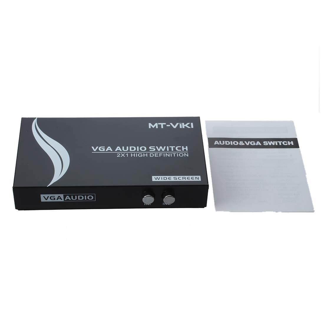 2 Press Button Dual 15Pin VGA Ports In Audio Splitter Switch Box Black