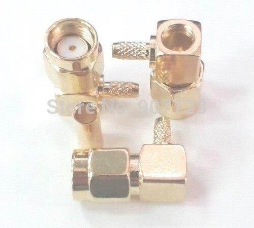 RP-SMA Male Plug Right Angle Crimp RG174 RG316 LMR100 RF Connector