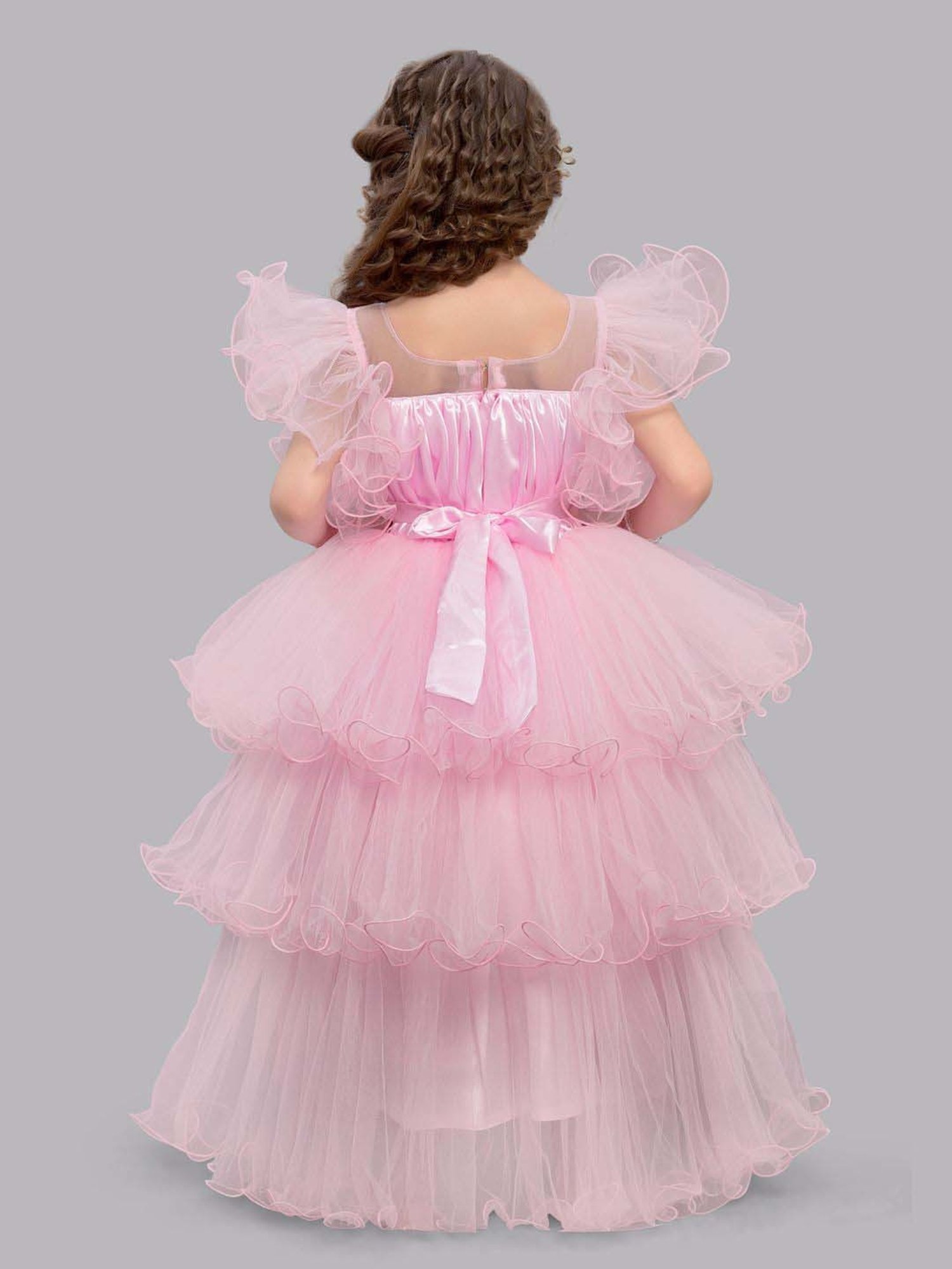 Pink Chick Kids Pink Solid Party Gowns