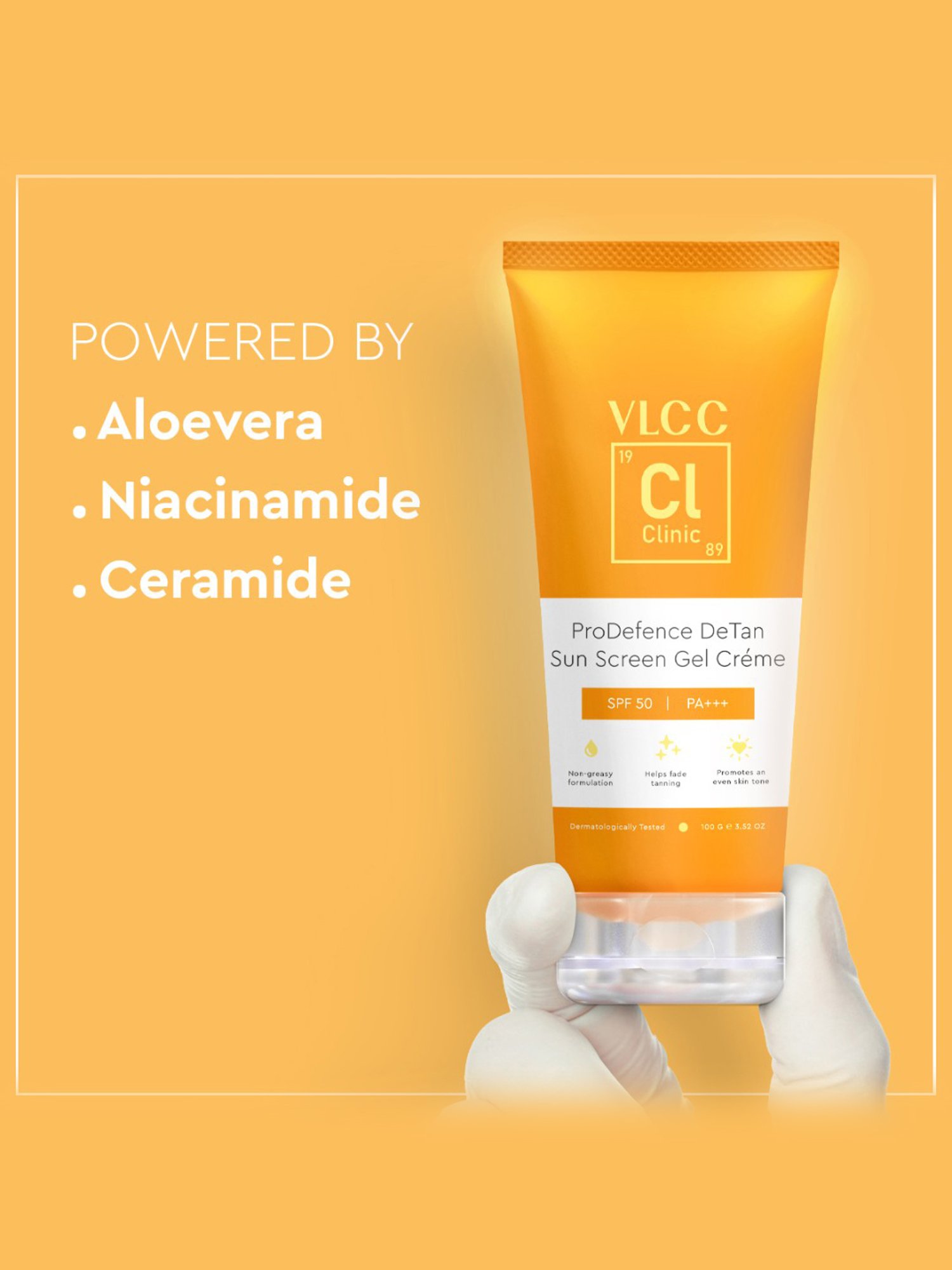 VLCC Clinic ProDefence De-Tan Sun Screen Gel Creme SPF 50 PA+++ - 100 gm