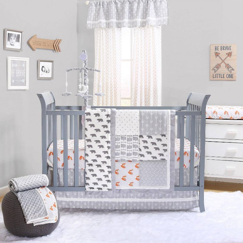 The Peanutshell Bear Fitted Crib Sheet Gray