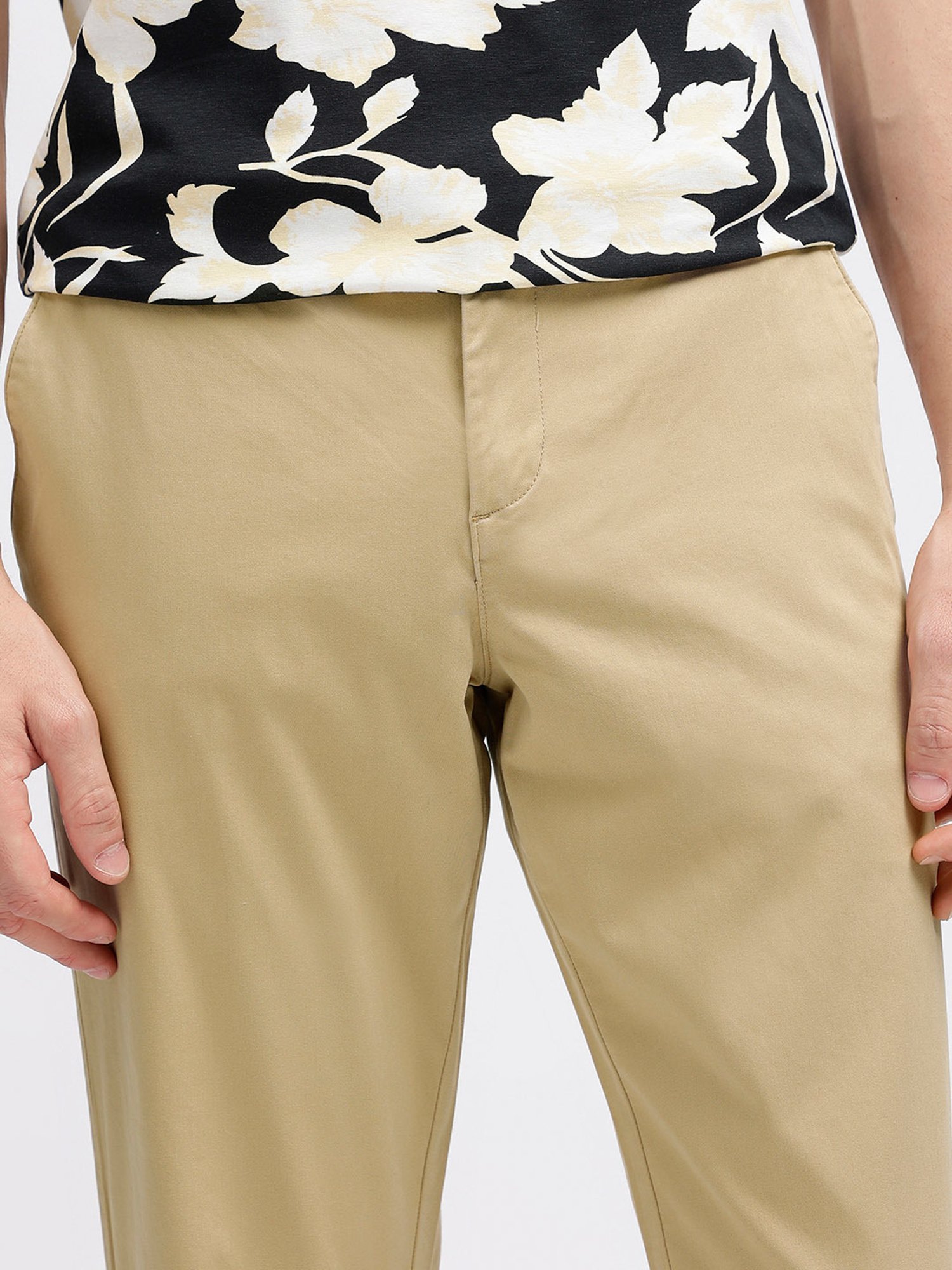 Bruun & Stengade Beige Regular Fit Flat Front Trousers