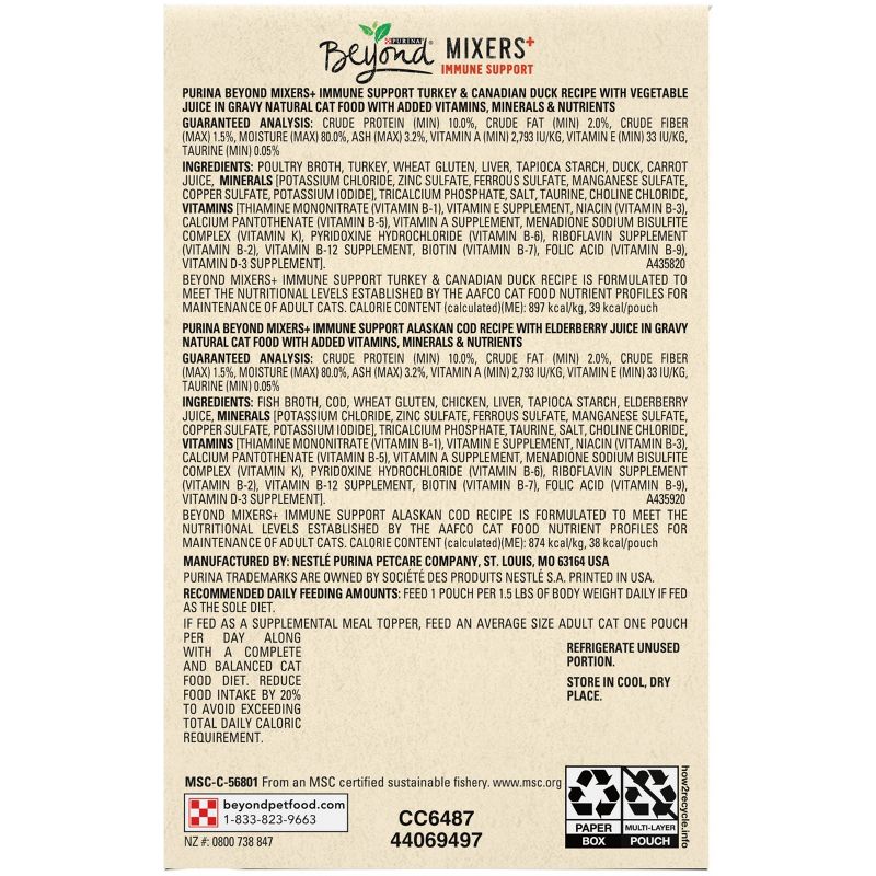 Purina Beyond Mixers Immune Support Poultry & Fish In Gravy Wet Cat Food - 1.55oz/8ct