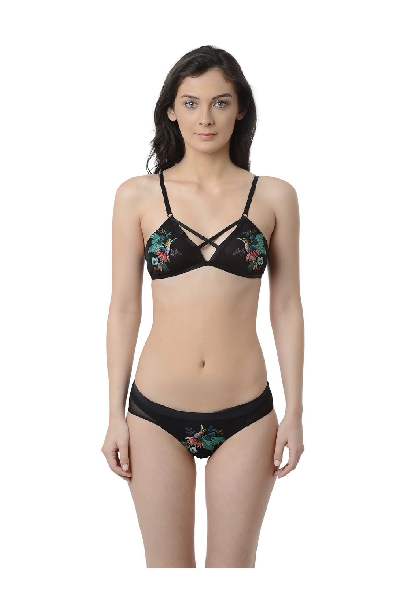 Da Intimo Black Printed Lingerie Set