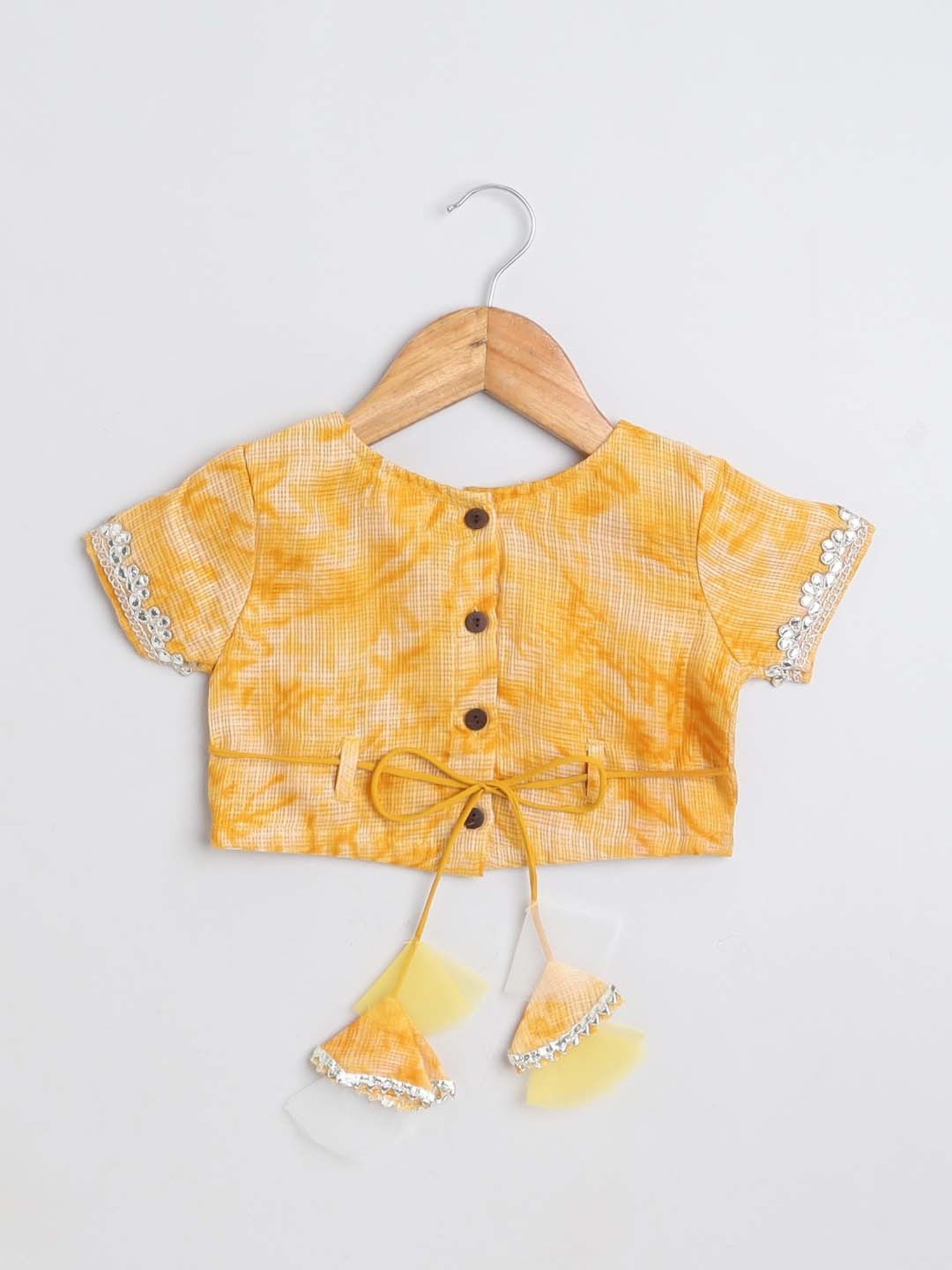 The Magic Wand Kids Mustard Embroidered Lehenga Cholis