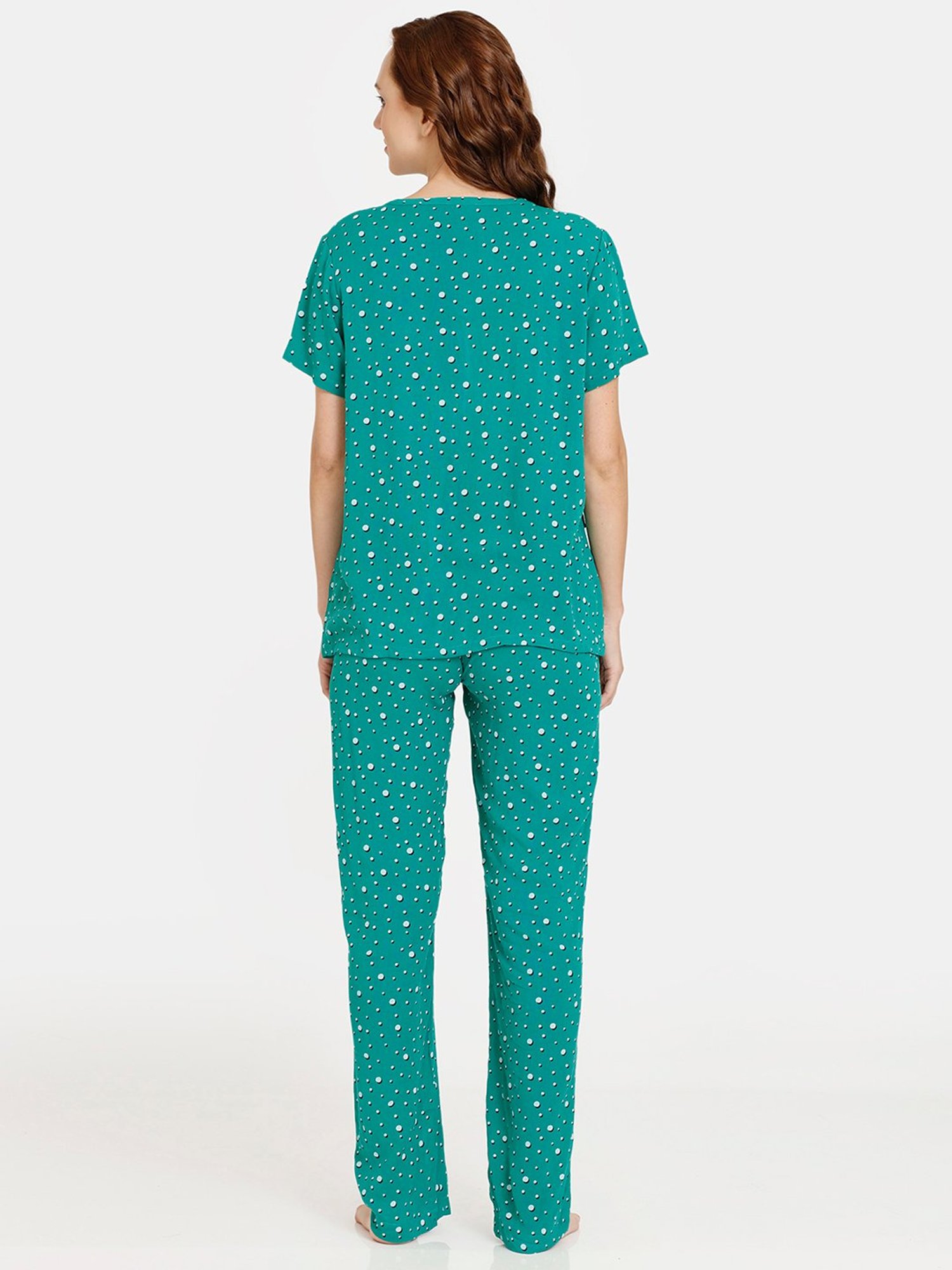 Coucou by Zivame Green Printed Maternity Top With Pyjamas