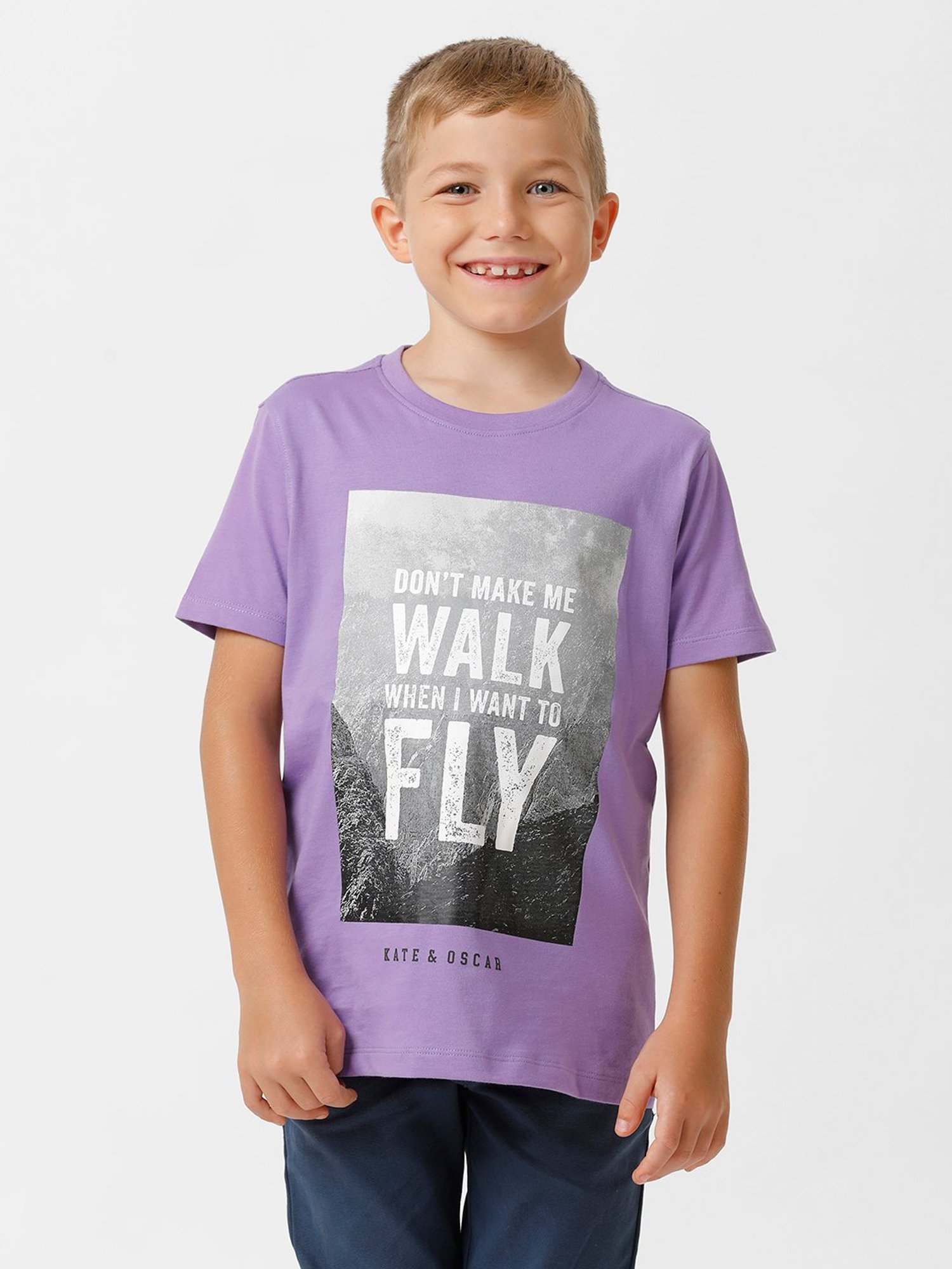 Kate & Oscar Boys Purple Printed T-Shirt