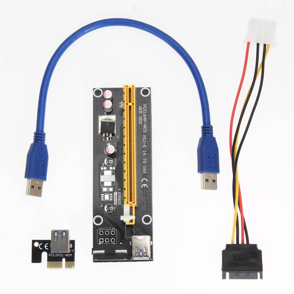 30cm USB 3.0 PCI-E Express PCI-E 16X adapter + PCI-E 1X riser board +SATA 15 Pin-4Pin power cable Extender Riser Card Adapter