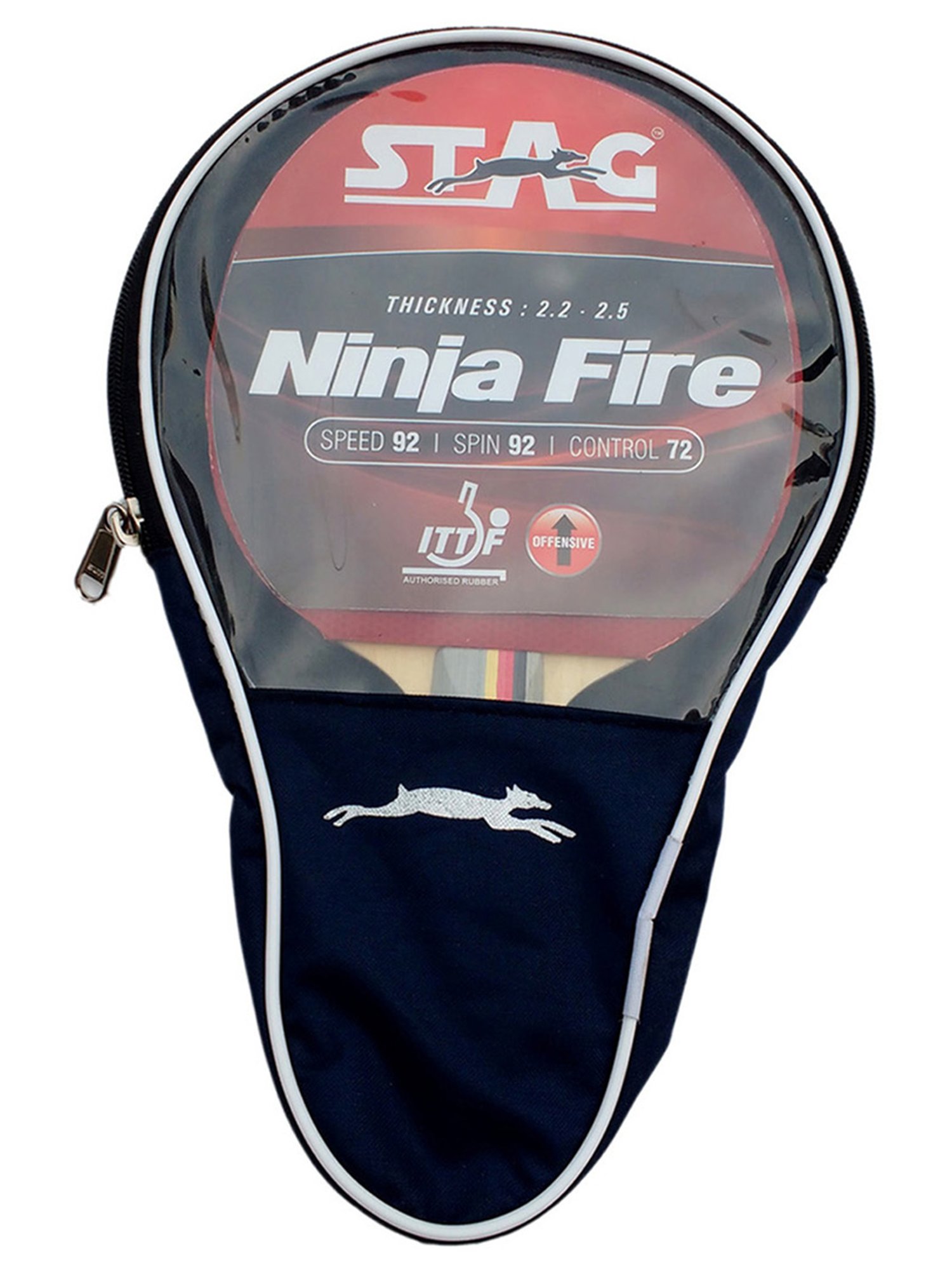 Stag Global Advanced ITTF Approved Rubber Ninja Fire Table Tennis Racquet (Multicolor)